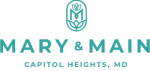 Mary & Main horizontal logo with city and state location sized 150px by 150px
